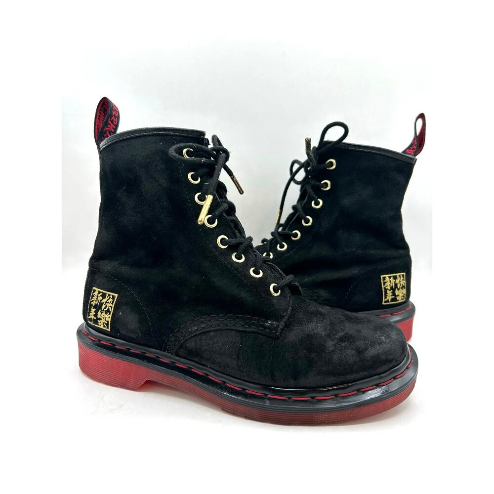 RARE Dr Martens 1460 CNY Chinese New Year suede Combat red sole boots US WM’S 7
